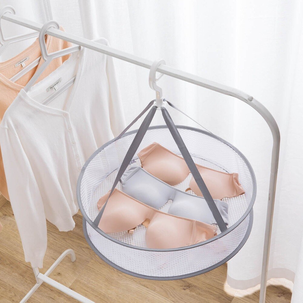 Windproof Clothes Dryer Drying Rack For Sweaters Hanging Laundry Basket Mesh Folding Nets Double Layer