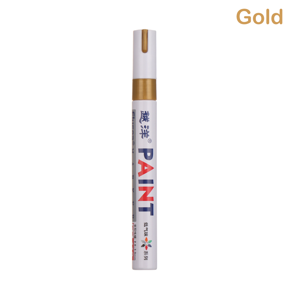 12 kleuren Waterdichte Auto Tyre Loopvlak Rubber Paint Pen Permanente Verf Marker Pennen Graffti Kras Reparatie Applicator Tool: gold