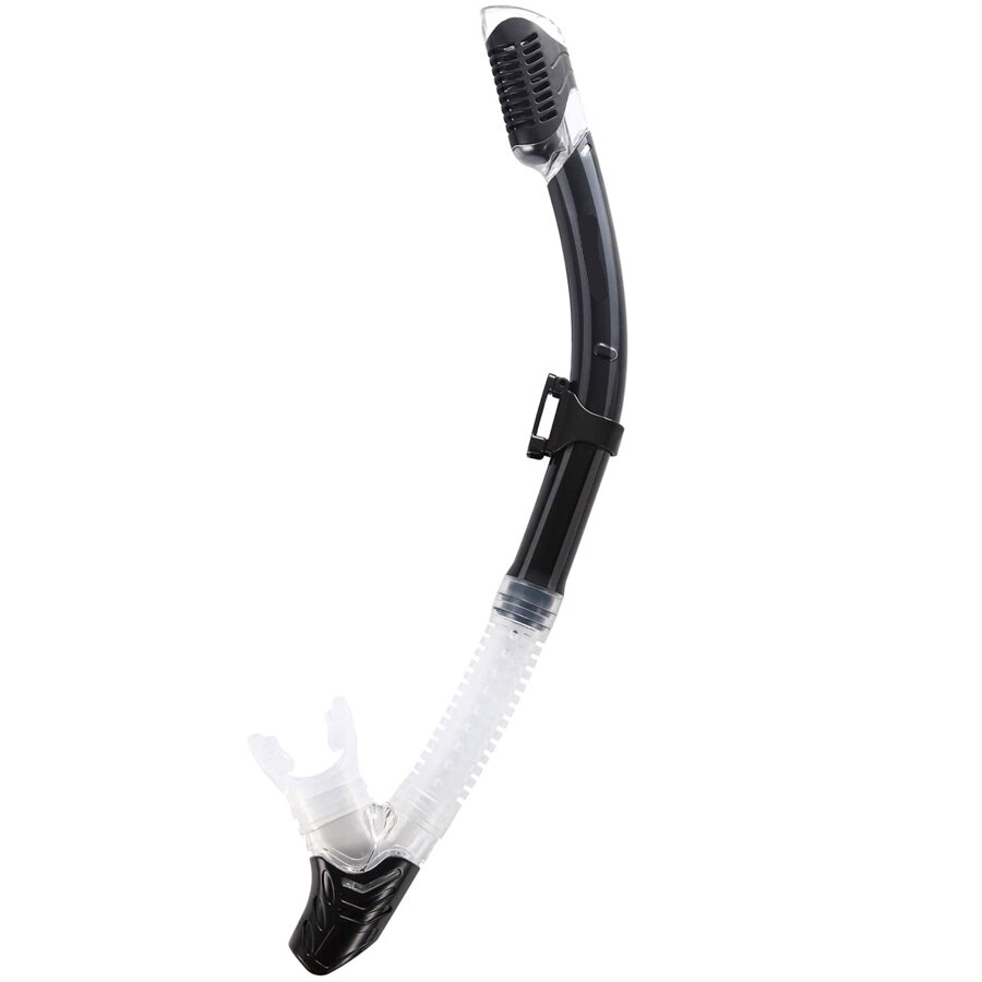 Tuba sec pour adultes, plongée sous-marine avec protection contre les éclaboussures et Valve supérieure, apnée libre, natation pour adultes et jeunes: Black