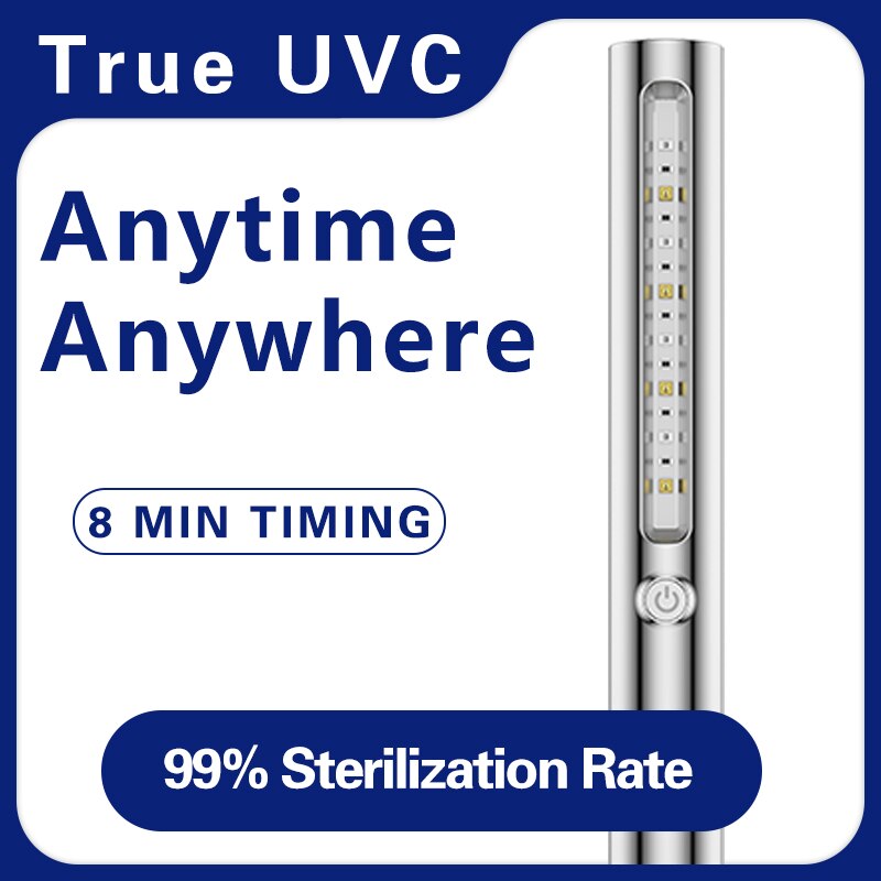Uv -steriliseringslampa desinfektionspinne handhållen ultraviolett stav bakteriedödande ljus bärbar uv -ljus usb laddningsbar för hemmet