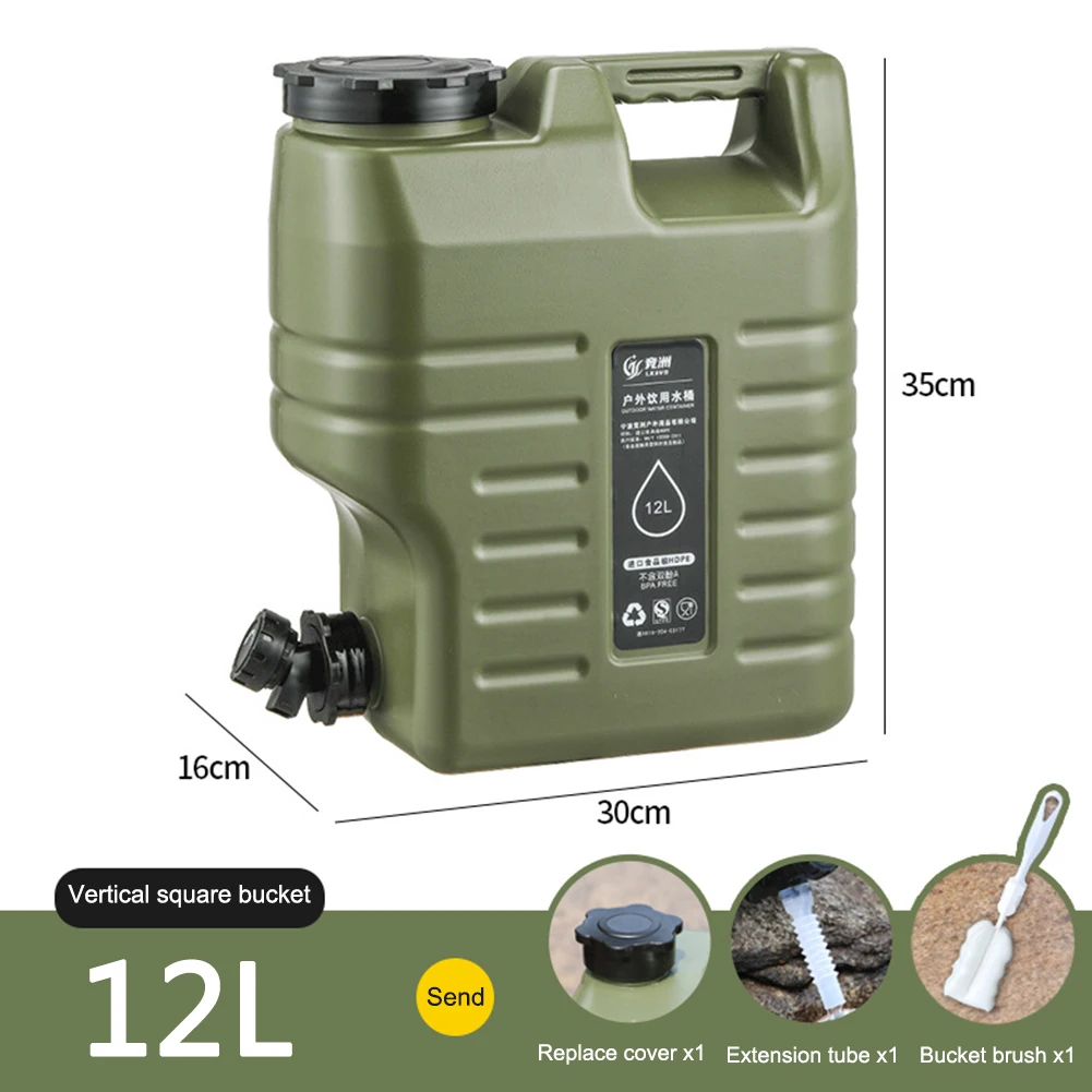 10/11/12L Water Bucket Large Capacity Water Pouch With Detachable Faucet Portable Drinking Water Container Camp Water Bag ﻿: GRAY