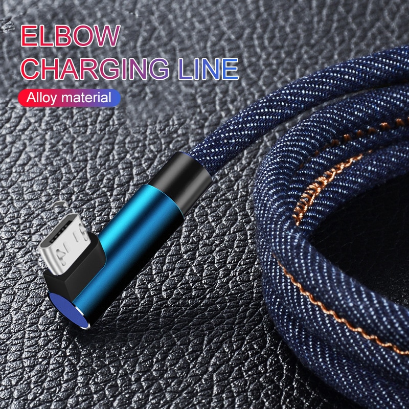 USB To Micro Cable 3A Quick Charge 90 Degree Angle Line Fast Charging Cable For Samsung Xiaomi Accessory Power Adapters TXTB1