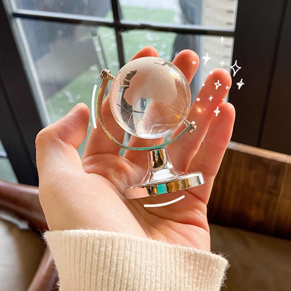 Round Earth Globe Durable Transparent Crystal Earth Globe Artificial Crystal Sphere Ball
