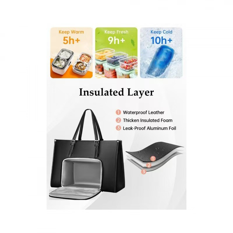 Tote Bag with Lunch Compartment For Women Multi Purpose Insulated Lunch Shoulder bags Durable Waterproof Travel Bag