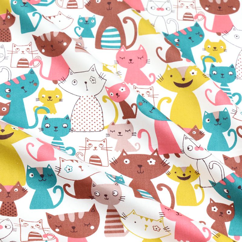 cotton print fabric DIY sewing uphostery craft for Baby&Children Quilting Sheets Dress Material: cats / 50x40cm
