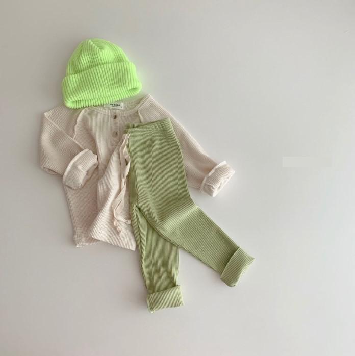Børn baby piger drenge stribet tøj toddler spædbarn ribbet bomuld langærmet t-shirt med knapper afslappet toppe tøj