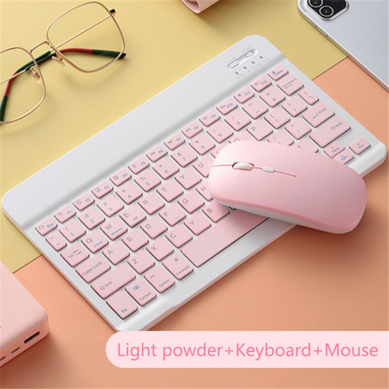 HTMOTXY Candy Bluetooth Keyboard For Tablet 10 inch with Mouse Color Wireless Keyboard For iPad Pro 11 Air 4 Samsung Galaxy: SH564