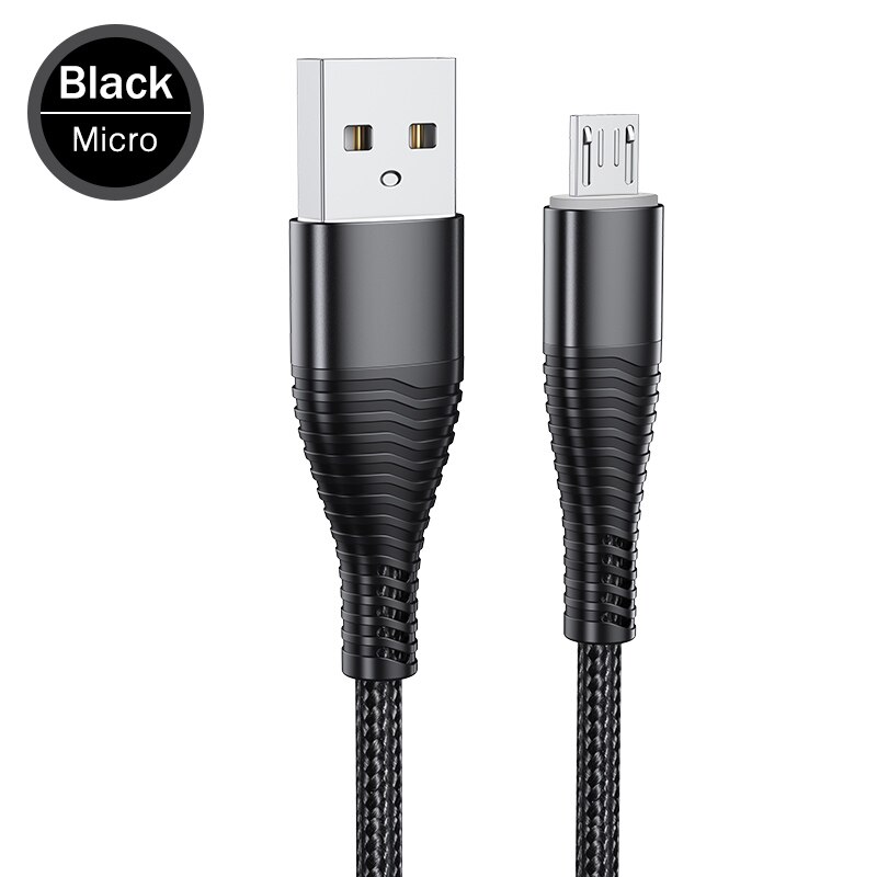 Micro Usb Kabel Snel Opladen 3A Usb Data Kabel Voor Samsung Htc Lg Mobiele Telefoon Usb-oplaadkabel Android Tablet usb Cord Wire: Black / 180cm