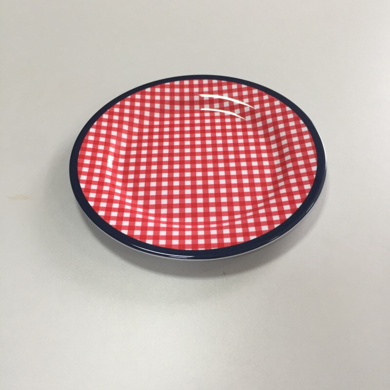 9 Inch Diner Platen Serving Cake Tray Imitatie Porselein Plaat Diner Fruitschaal Steak Gerechten Imiteren Keramiek Servies: 1-Red  Lattice