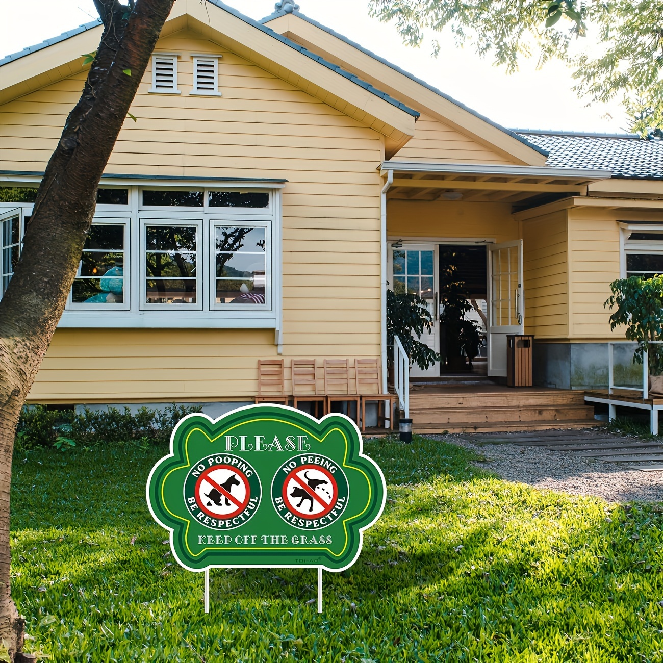 2 Pack No Peeing and No Pooping Dog Sign Please Be Respectful Keep Off The Grass Yard Signs UV Protected & Waterproof, Outdoor