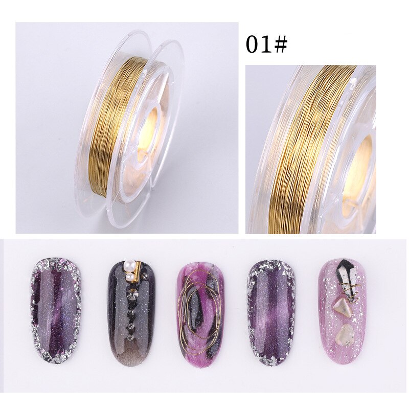 1 Roll Gold Silver Copper Wire Metal Alloy Nail Art Decorations DIY Handicrafts Ornaments Gold Silver Nail Decoration Tools