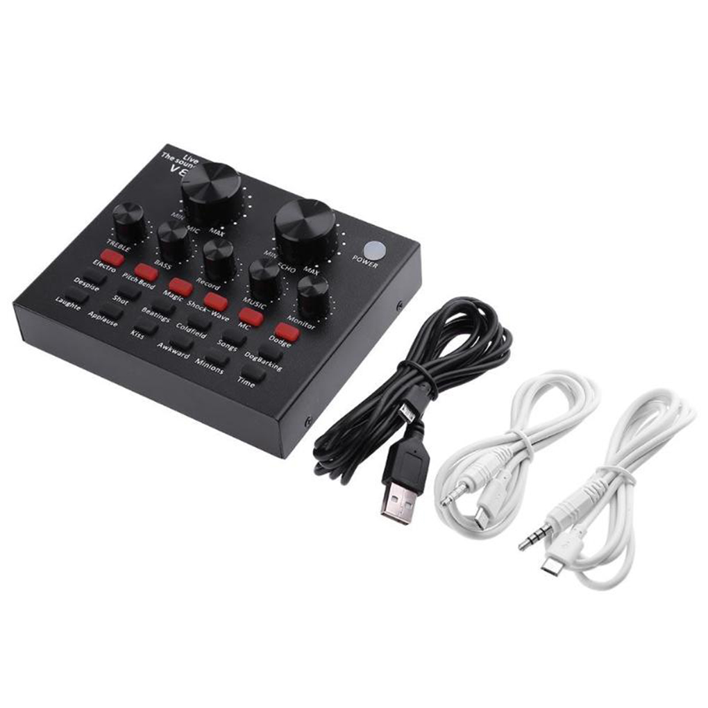 Audio- USB Externe Soundkarte Headset Mikrofon Webcast Persönliche Live Rundfunk für PC Telefon Computer