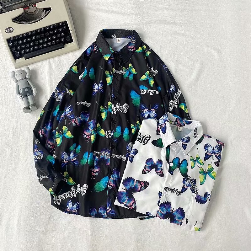 herbst eins Hafen stil salz hemd männer und frauen schmetterling drucken Yuppie- faul Wind drapieren Übergröße-Shirt