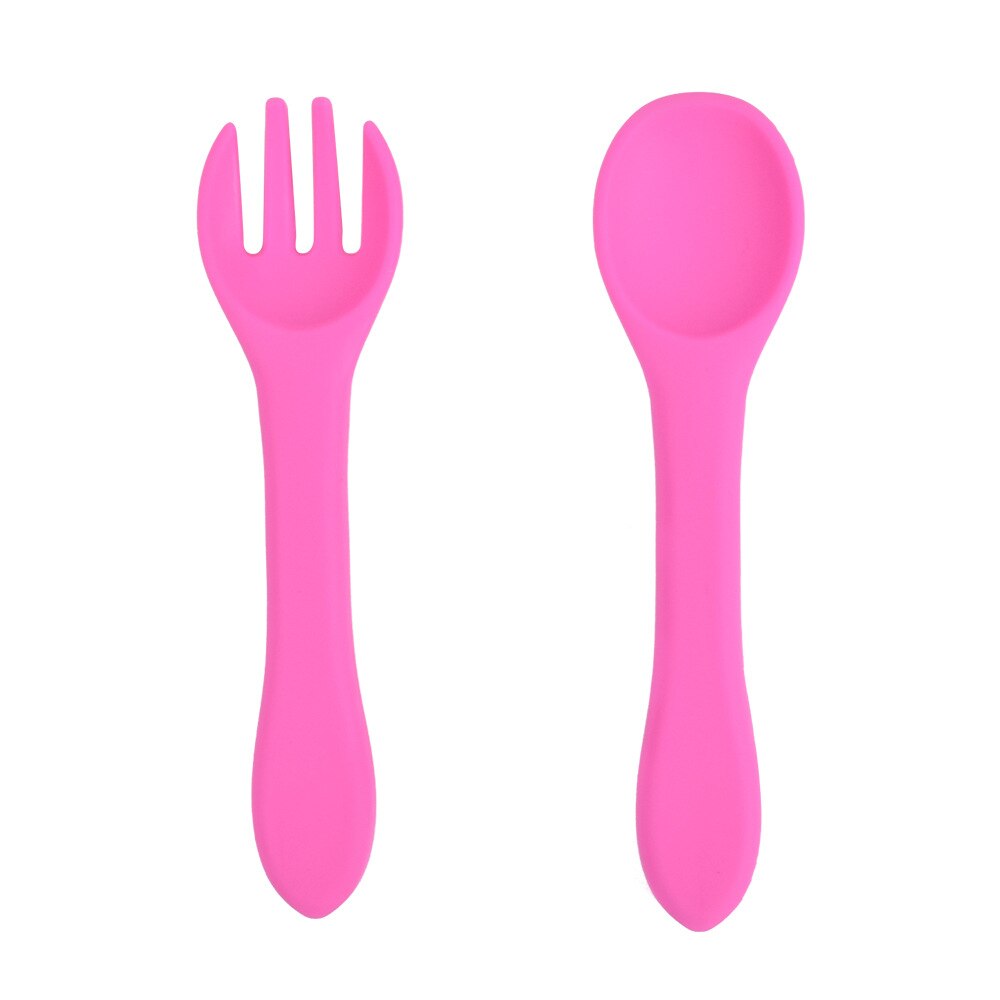 Cuchara de silicona para bebé, tenedor de silicona de grado alimenticio, vajilla de alimentación para niños de 0 a 3 años: Y8