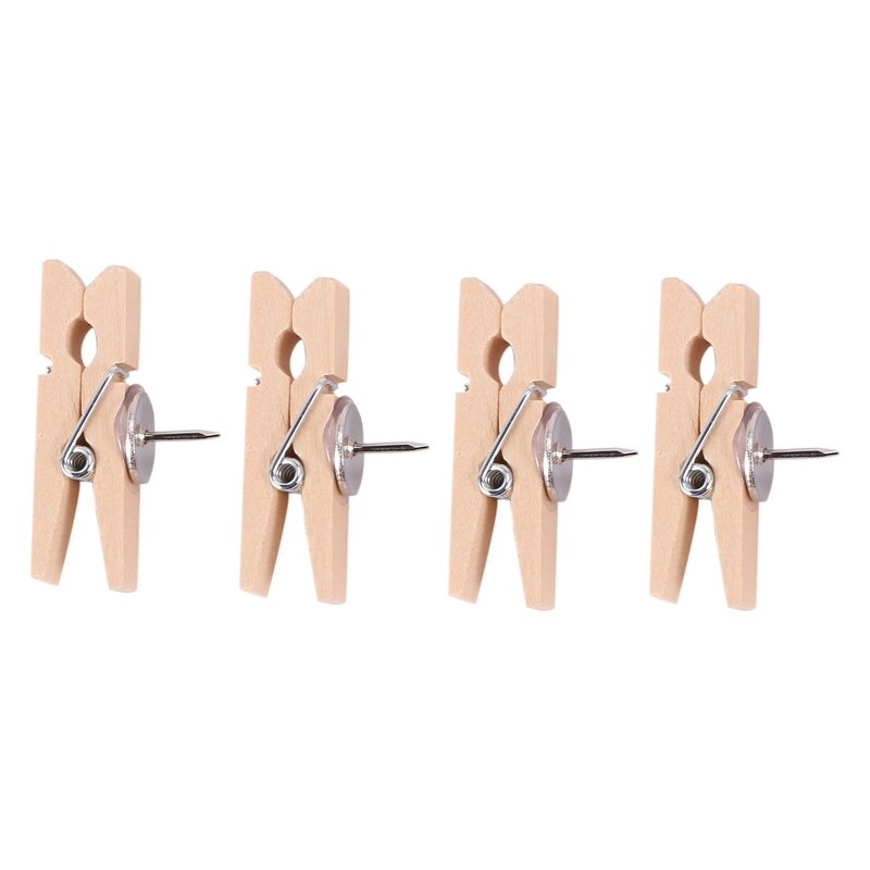 Chinchetas de empuje con Clips de madera, pinzas de papel creativas, para tablero de corcho y pared de fotos, oficinas, Hom, 50 piezas