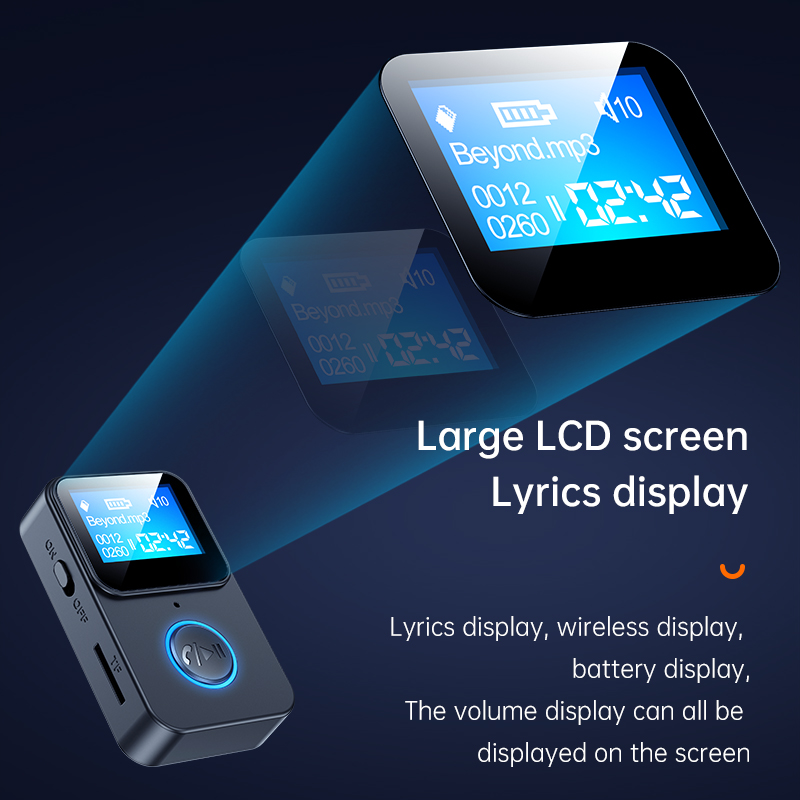 3.5Mm Jack Bluetooth 5.0 Ontvanger Led Display Tf Music Player Wireless Handsfree Audio Ontvanger Fm-zender Lossless Muziek