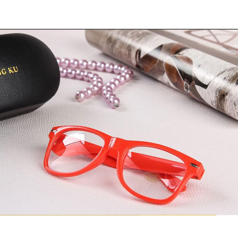 RBROVO Clear Glasses Frame Women Transparent Spectacle Frames Square Eyeglasses Frame Women Vintage Optical Frame Female: OrangerRed-T