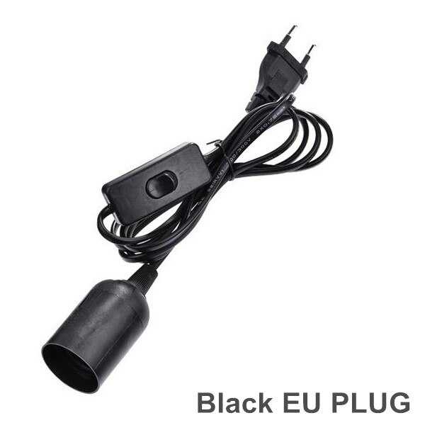Enchufe de EE. UU., Cable de alimentación de 1,8 m, soporte de lámpara E27, Bases con interruptor, Cable para bombilla LED colgante, Conector de suspensión para lámpara colgante e27: Black EU PLUG