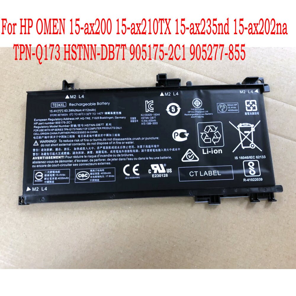 Original  te04xl laptop batteri til hp omen 15-ax200 15-ax210tx 15-ax235nd 15-ax202na tpn -q173 hstnn -db7t 905175-2 c 1 905277-855