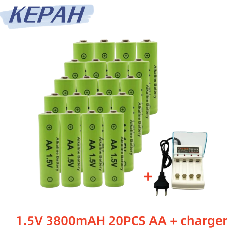 1.5V AA3800mAh rechargeable battery, 1 5V charger, AA flashlight, toy watch, MP3 player, wireless keyboard, wireless mouse: SKY BLUE