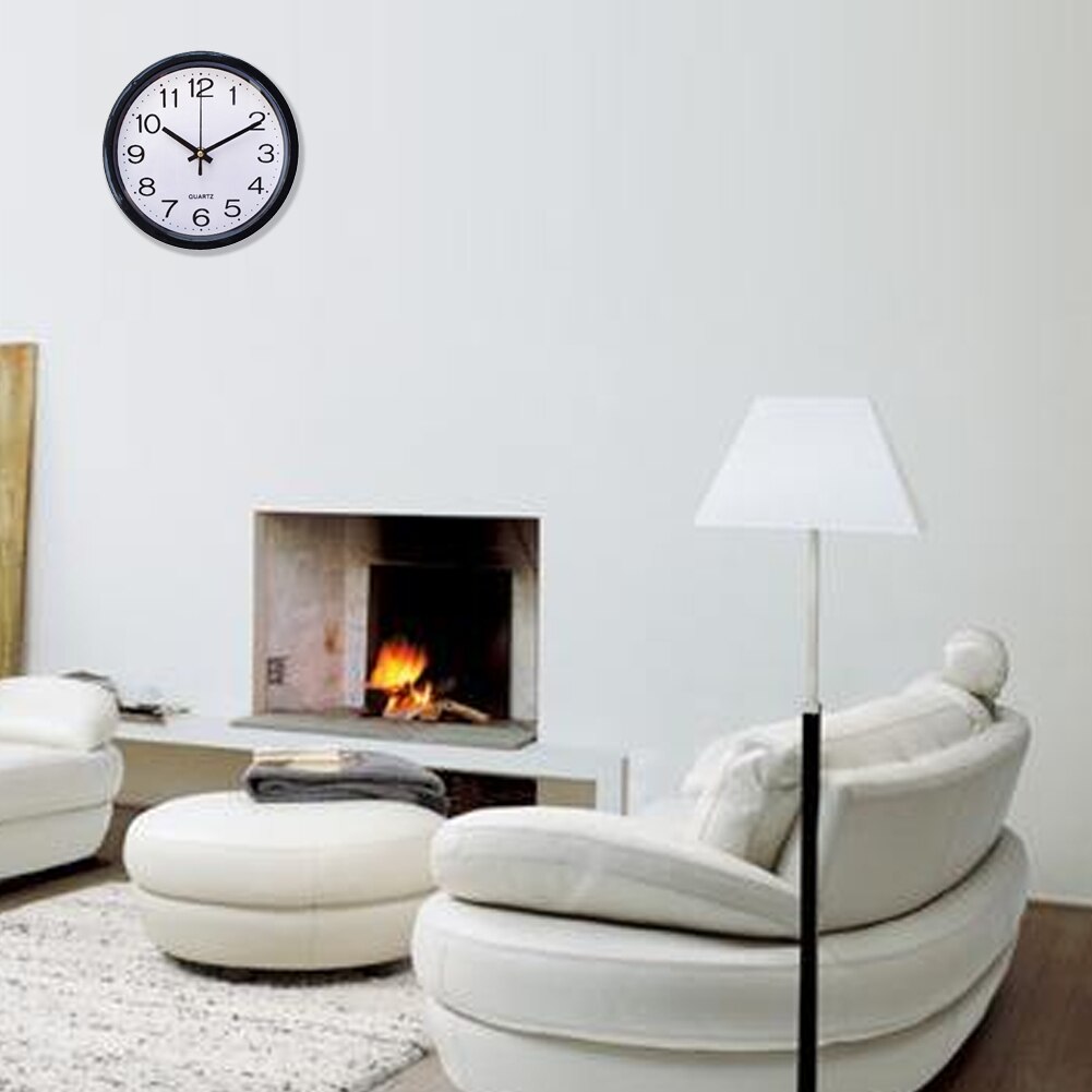 Office 8 Inch Time Living Room Home Quartz Silent Wall Clock Plastic Accurate Modern Round Decorative Battery Operated
