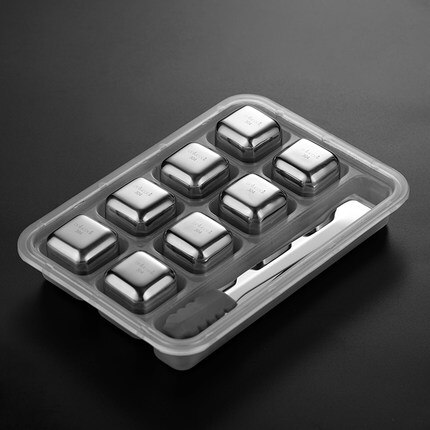 304 stainless steel quick-frozen ice cube ice making mold household whiskey quick-frozen metal ice cube ice tray: 8PCS Cubes