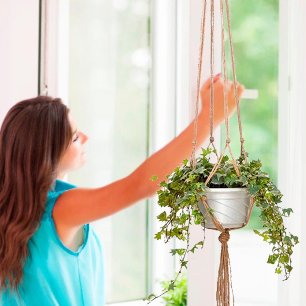 Cuerda para tetera colgante de cáñamo, macramé para planta, maceta para flores, soporte para colgar, colgador de cesta, decoración Vertical para jardín, balcón Q40