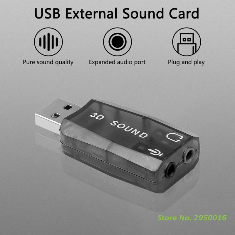 USB to 3.5mm Jack Audio Adapter USB 2.0 to Aux Mic Headphone External 3D Sound Card HFR8103 Chip for PC