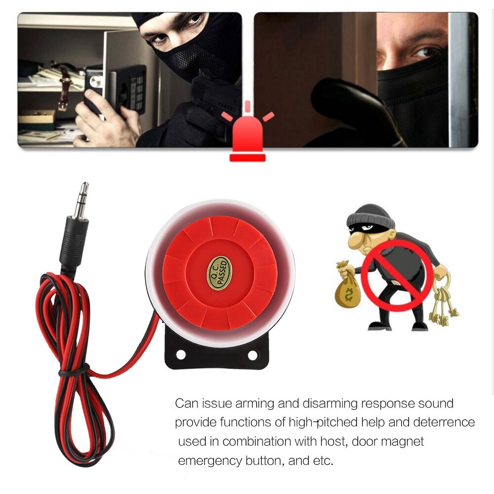 DC 12V Indoor Ear Piercing Siren Mini Alarm Horn Home Security System