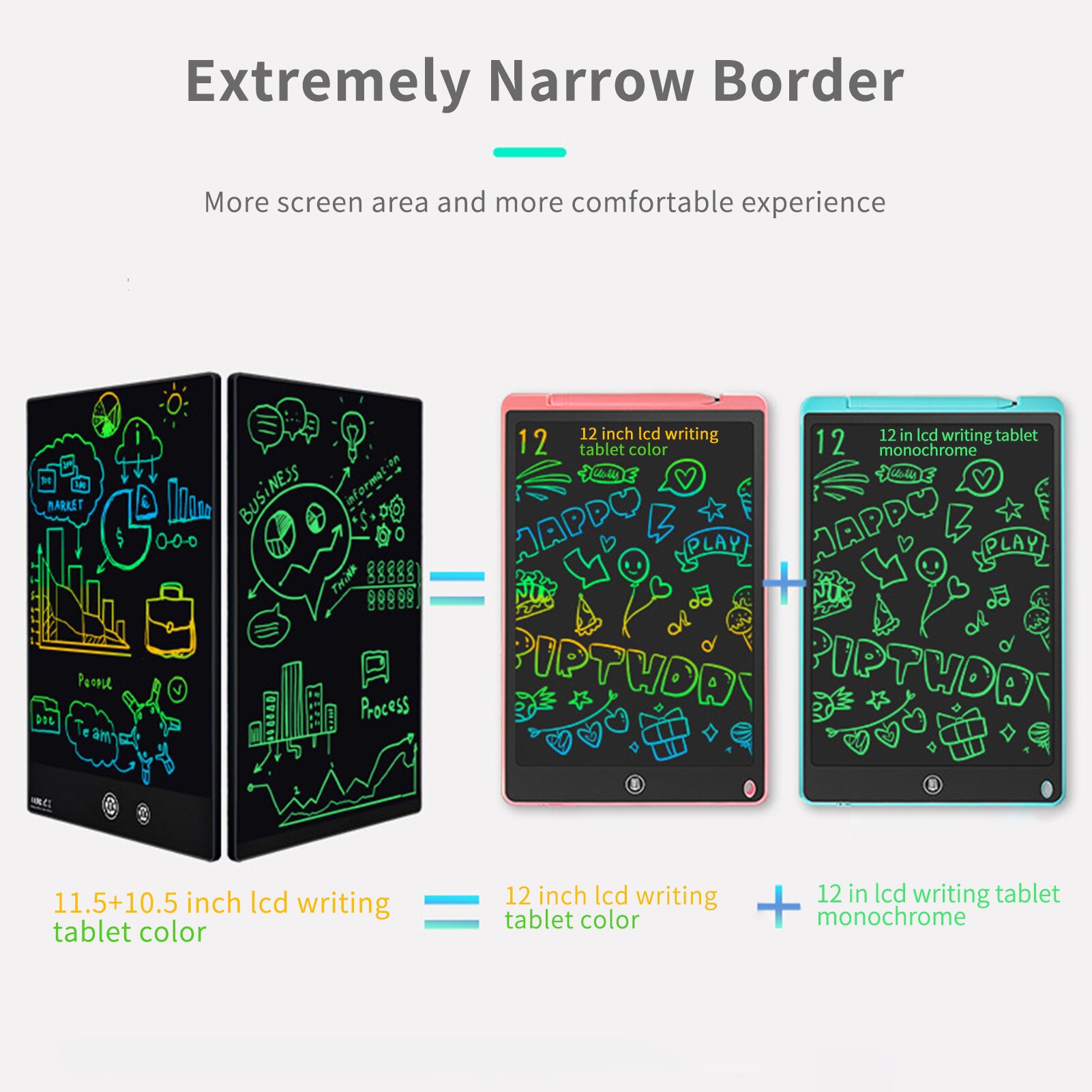 11.5/9.5/6.5 Inch Double-sided LCD Writing Tablet Full Screen with 2 Stylus Drawing Writing Taking Notes Leaving Messages