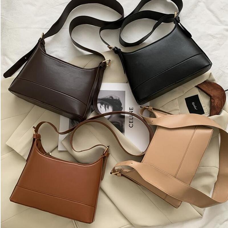 exquisit Einkaufstasche Tragbare PU Leder Schulter Tasche Frauen Einfarbig Platz Pendler Handtasche Stamm