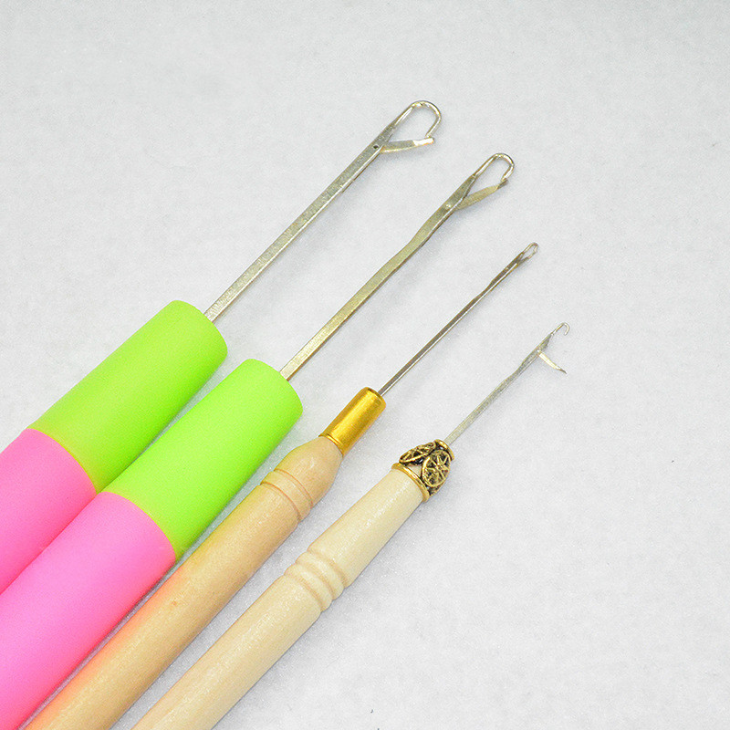 1Pcs Plastic Crochet Braid Needle Wooden Hair Extension Tools Wig Hook Needle Threader Knitting Hair Crochet Needles Accessories