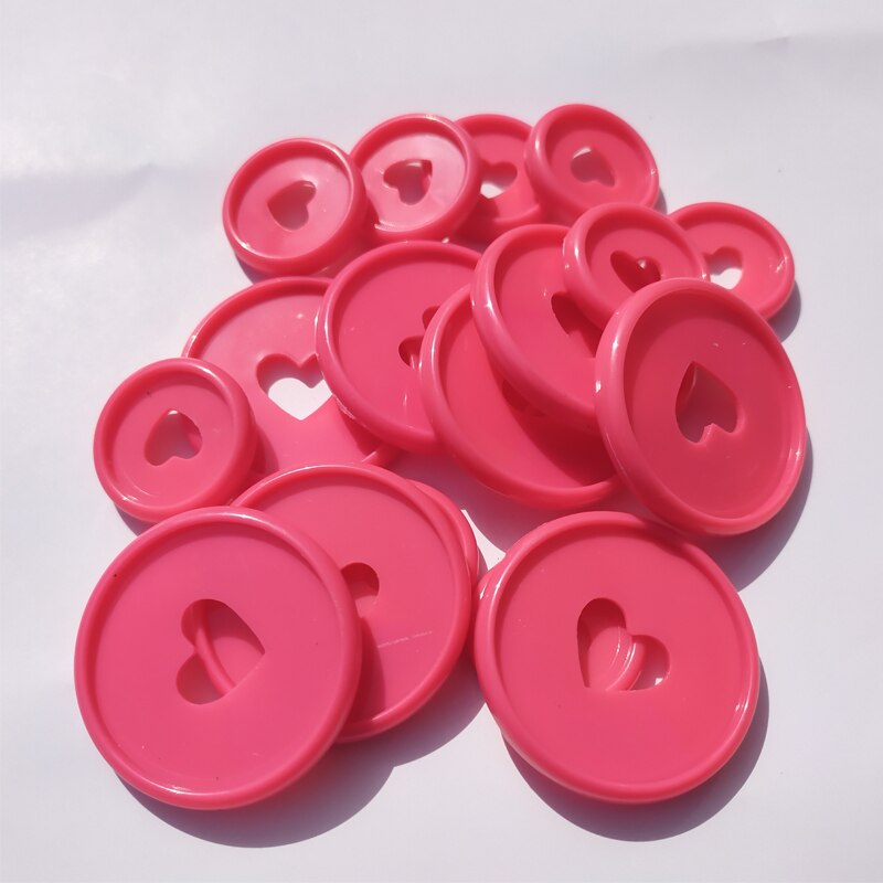 100PCS Colorful Heart Binder Rings Mushroom Hole Loose Leaf Ring Round Binding Plastic Disc Buckle Hoop DIY Binder Notebook: Red