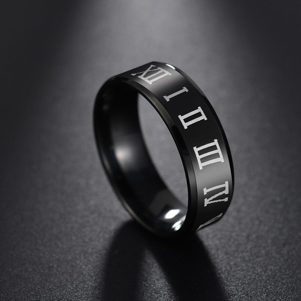 Roman Number Print Party Club Prom Jewelry Men Band Finger Ring
