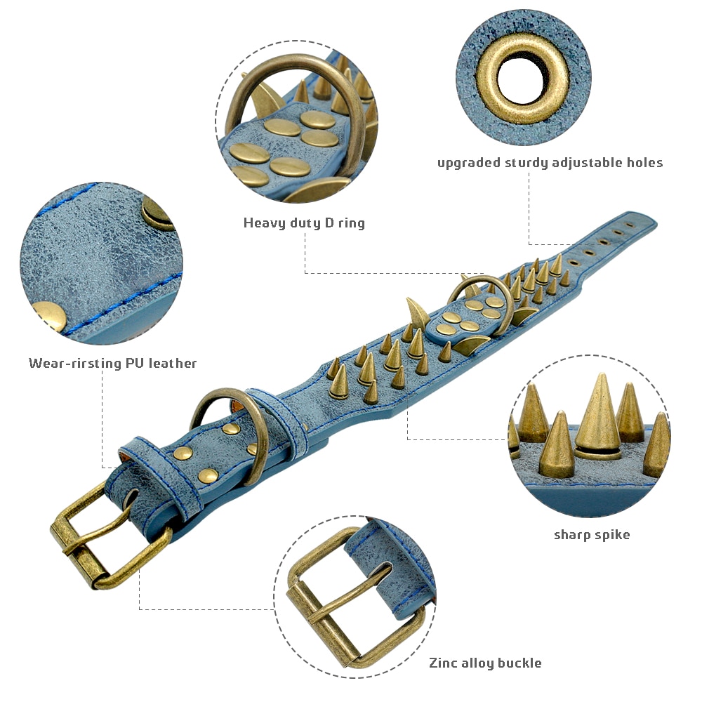 2 "larghezza a spillo Borchiata Collare di canna per medio larga Cani pitbull Pastore Tedesco dell'UNITÀ di elaborazione Collari di Cuoio Da Compagnia fresco & di modo