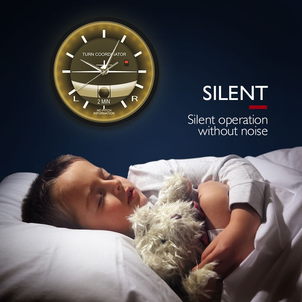 Aviation Silent Metal Frame LED Wall Clock Sound Control Aircraft Cockpit Style Watch Airplane Instrument Horologe Pilots
