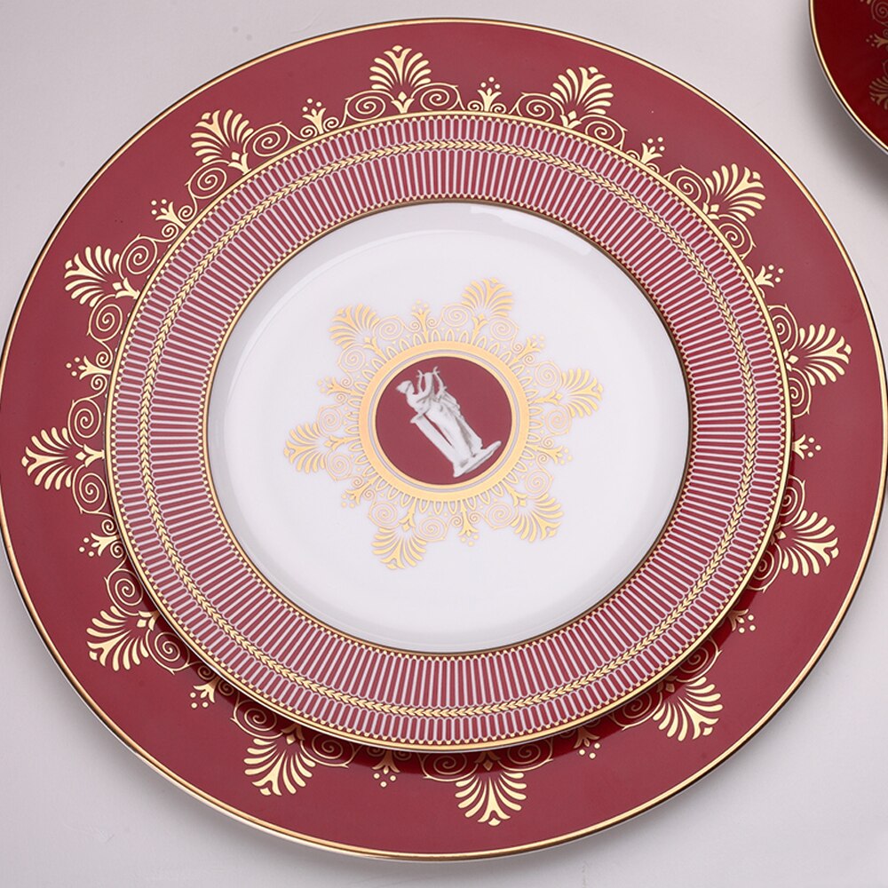 high-end ceramic tableware western food plate model room bone china steak plate home tableware set Steak cake plate
