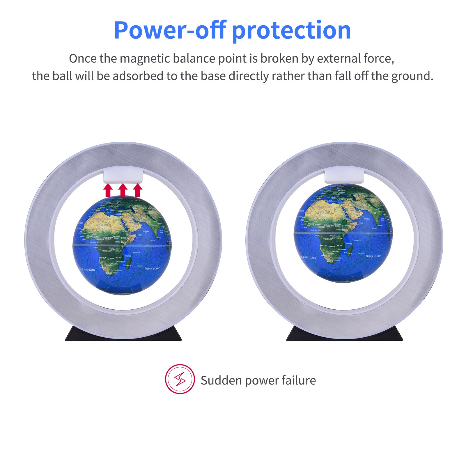 Globo flotante de levitación magnética de 4 pulgadas, Bola de tierra giratoria antigravedad, globo de mapa del mundo con luz LED colorida