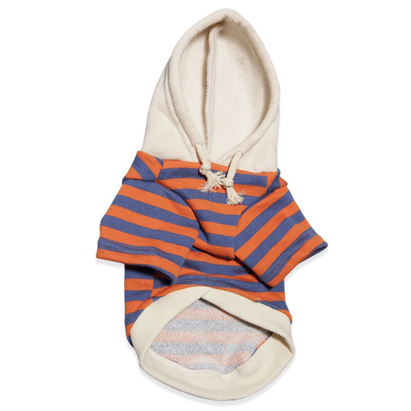 Hond Hoodie Puppy Casual Streep Sweatshirt Franse Bulldog Chihuahua Warme Katten Honden Kleding Voor Kleine Middelgrote Honden Pak Pug: Orange / L