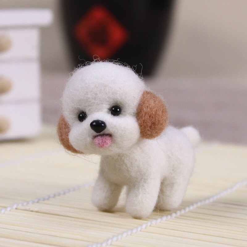 Cute Animals Wool Felt Craft DIY Non Finished Poked Set Handcraft Kit for Needle Material Pack: Doggy