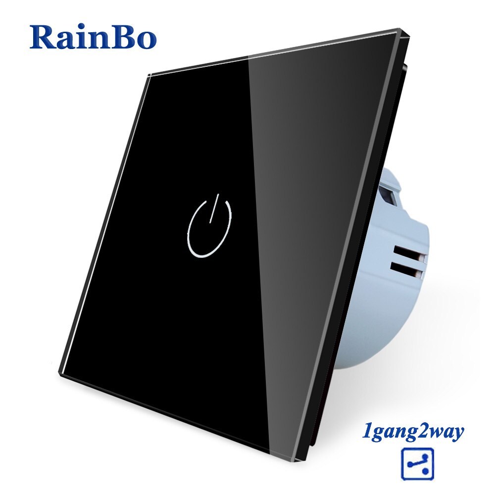 RainBo -Kristal Glas-Panel muur-schakelaar EU-Standaard 110 ~ 250V Touch-Schakelaar screen-Wall Light-Schakelaar 1gang-2way A1912CW/B