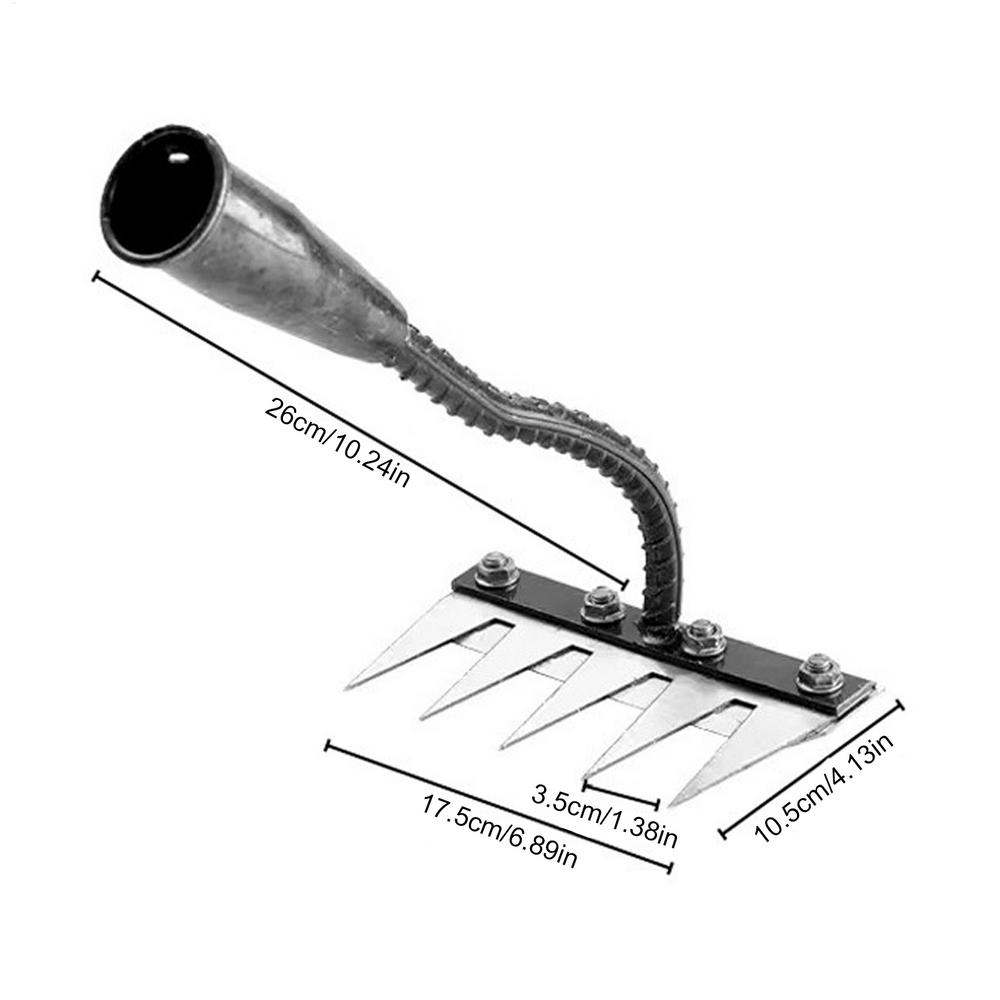 Rastrillo de mano de jardín de acero al carbono extraíble, herramienta de granja, deshierbe, grada de clavos agrícola, grada de Metal, herramienta de deshierbe de jardín, 5/6 dientes: Rojo