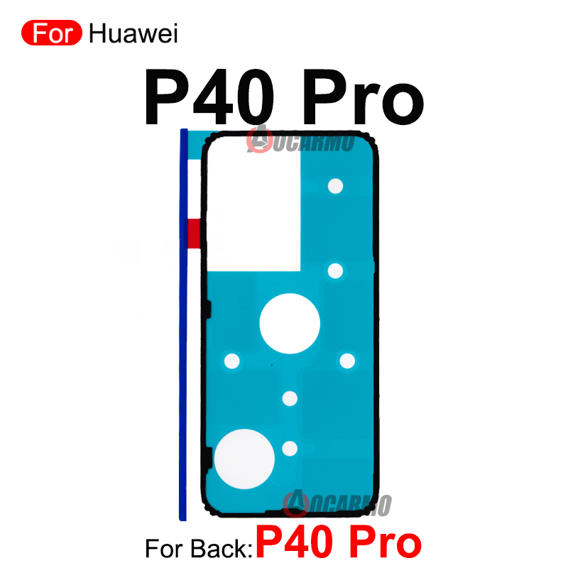 Achterdeur Sticker Voor Huawei P10 P20 P30 P40 Lite 5G P40Pro + P50 Pro P60 Back Cover Plakband lijm P30Pro P40Pro Vervanging: Black