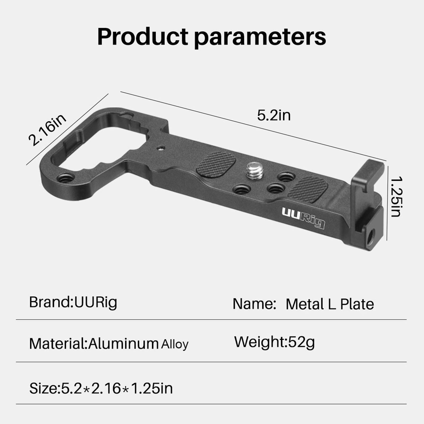 Camera LShape Bracket Extension Plate with 1/4 Inch Screw Holes Dual