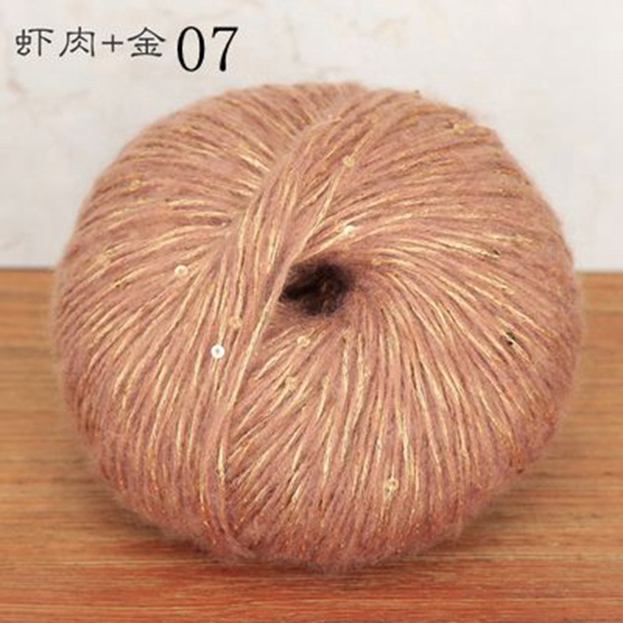 Blødt strikkegarn med pailletter til stof, farverigt tyndt hæklegarn, perlebesat pailletgarn, håndvævet uld med , 50g nøgler: Multi