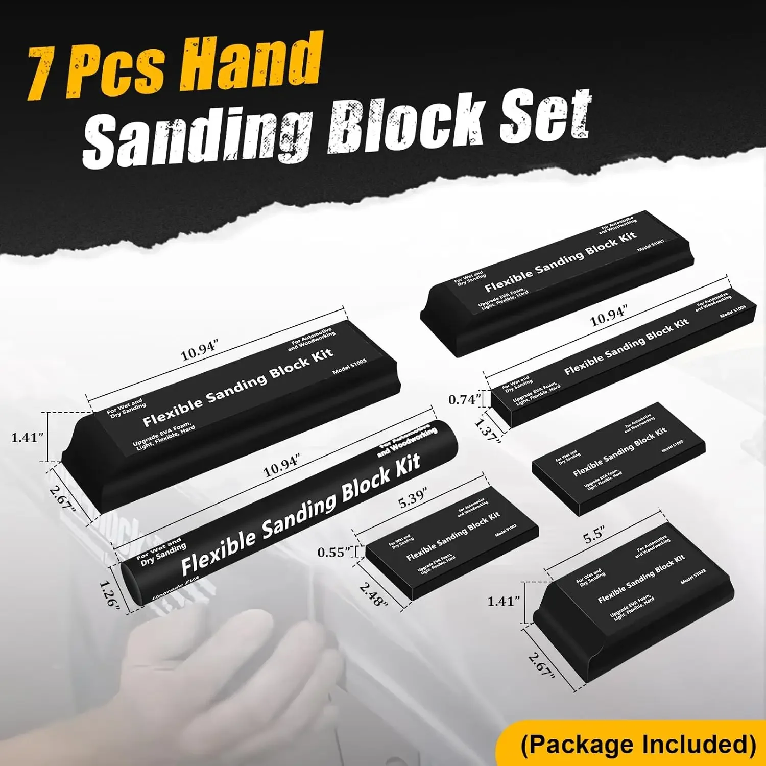 7PCS Sanding Block Kit Flexible EVA Foam Wet or Dr... – Vicedeal