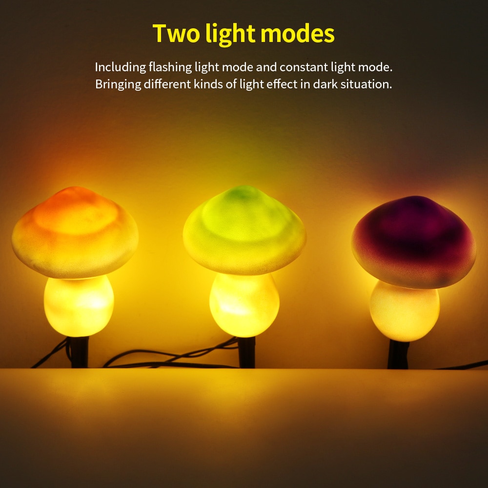 9leds Solar Energy Mushroom String Light Lamp For Garden Party Decoration