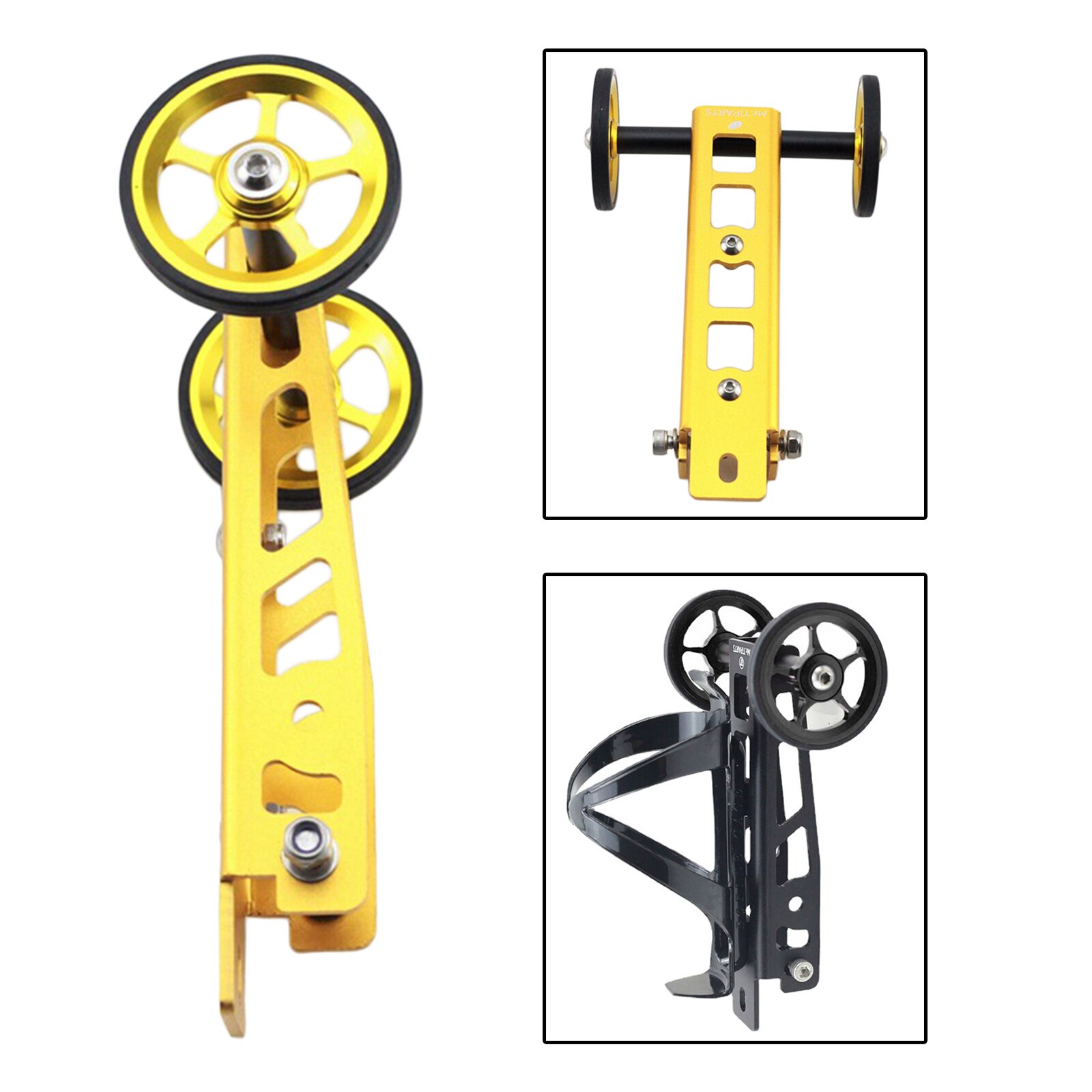 Roue facile à pousser pour vélo pliable Birdy, support de stationnement en alliage d&#39;aluminium, porte-bouteille, pièces de vélo pliant
