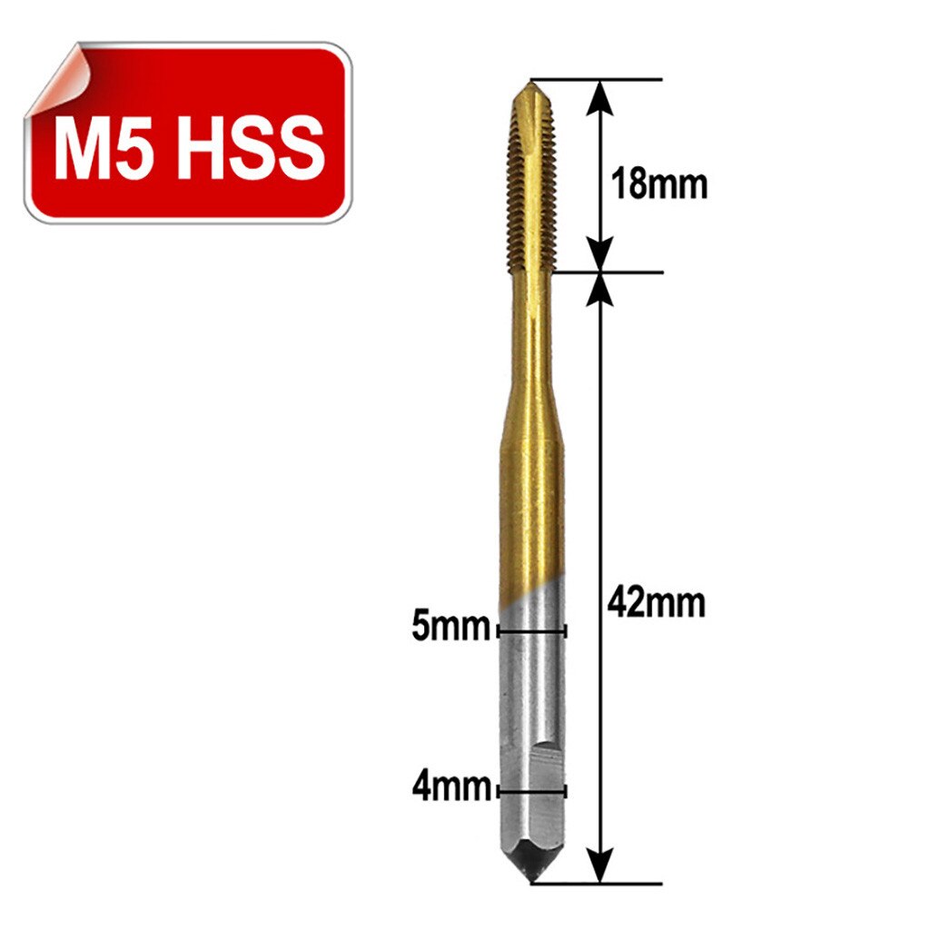 Tool 5 Stks/set Metric Straight Fluit Hss Draad Schroef Tap Plug Hand Tap Drill1.76 M3/M4/M5/M6/M8