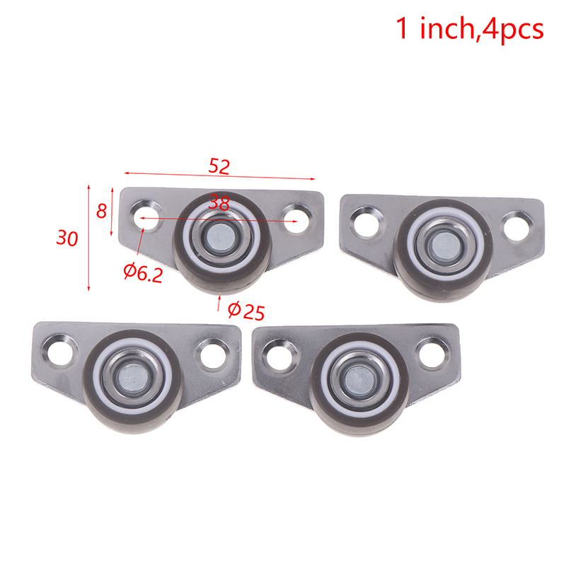1/4Pcs Small Furniture Caster Wheels Low Profile Rubber Rolling Castor Wheel Mini Rigid Silent Caster Wheel for Cart Drawer: Red